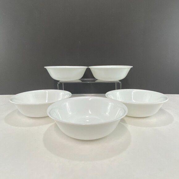 Vintage Corelle White Cereal Soup Bowls Set Of 5 - Picture 4 of 10